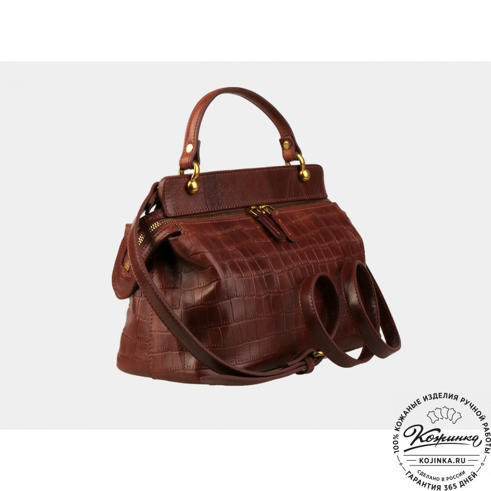 Женская кожаная сумка "Орнелла" (коньяк кроко)